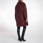 RINO & PELLE Geesje Single Breasted Faux Fur Coat with Detachable Collar in Chocolate Bean