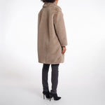 RINO & PELLE Geesje Single Breasted Faux Fur Coat with Detachable Collar in Toffee