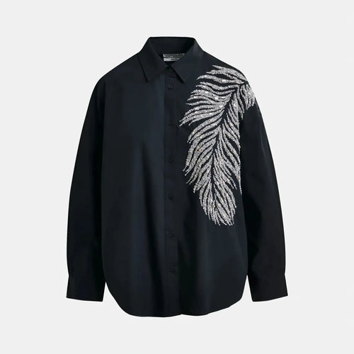 ESSENTIEL ANTWERP Iliza Embellished Shirt in Black