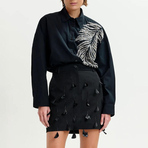 ESSENTIEL ANTWERP Iliza Embellished Shirt in Black