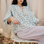 Jeannali Checked Blouse in Blue River