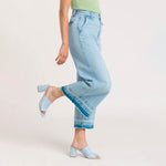 Lilibet Cropped Wide Leg Jeans in Blue Reef Super Light Used