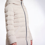 RINO & PELLE Keilafur Long Padded Hooded Coat with Faux Fur in Stone