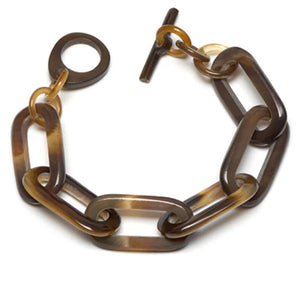 Rectangle Link Horn Bracelet in Brown/Natural