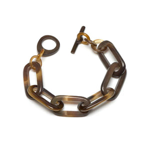 Rectangle Link Horn Bracelet in Brown/Natural