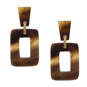 Horn Rectangle Drop Earrings in Brown/Natural