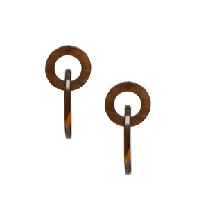 Oval Link Horn Earrings in Brown Natural