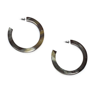 Classic Horn Hoop Earrings in Black/Natural