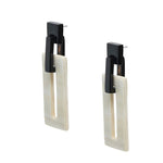BRANCH JEWELLERY White Natural Rectangle Link Horn Earrings