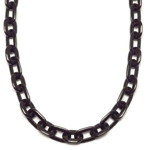 Small Oval Link Horn Necklace in Black Natural