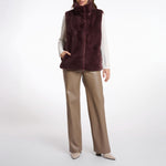 RINO & PELLE Lison Short Faux Fur Waistcoat in Chocolate Bean