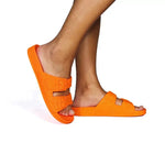 Neon Glitter Sandals in Orange Fluo