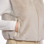 RINO & PELLE Nikki Short Faux Fur Waistcoat in Birch