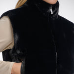 RINO & PELLE Nikki Short Faux Fur Waistcoat in Black