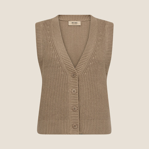MOS MOSH MMKirby Knit Vest in Savannah Tan