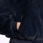 RINO & PELLE Pia Short Faux Fur Jacket with Hood in Night Grey