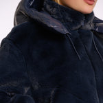 RINO & PELLE Pia Short Faux Fur Jacket with Hood in Night Grey