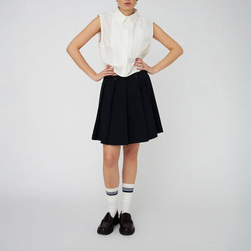STELLA NOVA School Mini Plissé Skirt in Navy