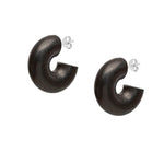 BRANCH JEWELLERY Black Thick Wooden Hoop Earrings