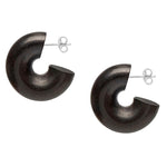 BRANCH JEWELLERY Black Thick Wooden Hoop Earrings