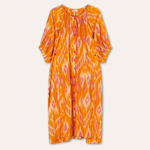 Dali Madras Ikat Dress in Orange