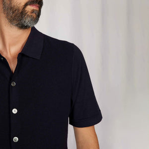 Knitted Shirt in Navy Blue
