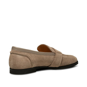 Erika Suede Saddle Loafer in Taupe