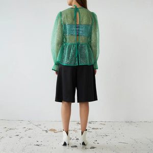 Sequins Blouse in Bright Mint