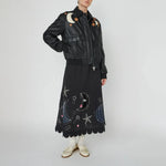 STELLA NOVA Starlight Leather Bomber Jacket  in Black