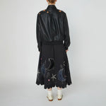 STELLA NOVA Starlight Leather Bomber Jacket  in Black