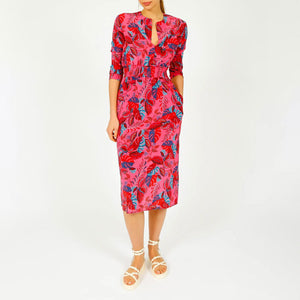 Tiffany Silk Amazonian Print Dress in Pink
