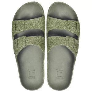 Trancoso Glitter Sandals in Dark Khaki