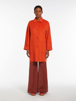 Gianni Double Faced Wool Coat in Orange