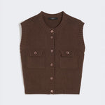 WEEKEND MAX MARA Caprara Cotton-Blend Yarn Gilet in Chocolate