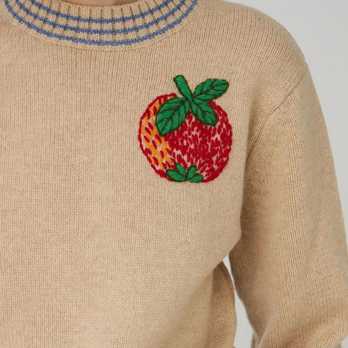 STELLA NOVA Embroidered Apple Sweater in Soft Powder