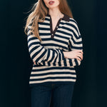 JUMPER 1234 Rugby Shirt Jumper in Latte/Dark Ink/Garlic