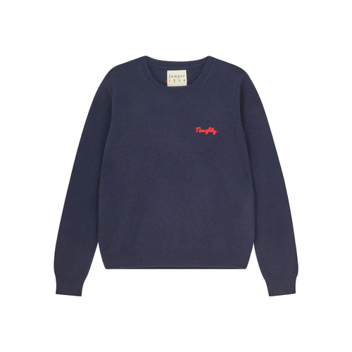 JUMPER 1234 Cashmere Naughty Crew in Navy and Red