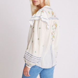 Carmencita Embroidered Blouse in Off White