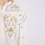 Carmencita Embroidered Blouse in Off White