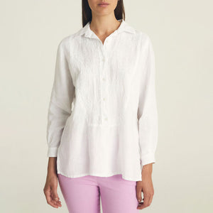 Embroidered Front Shirt in Optic White