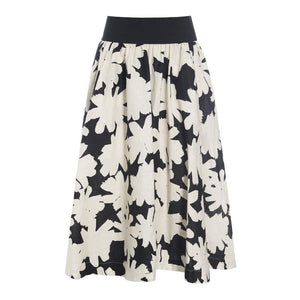 Harukaze Linen Skirt in Ivory/Black