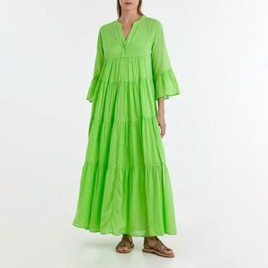 Manousia Tiered Maxi Dress in Green