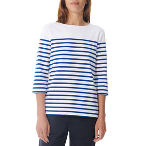 Marina Place Stripe Top in White/Royal Blue