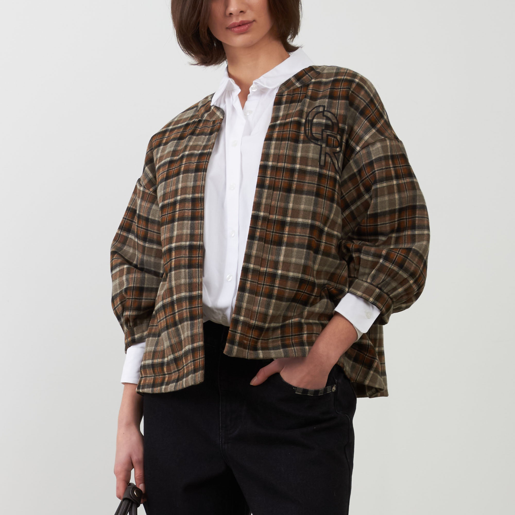 ORFEO Alyzia Check Jacket in Chocolate Brown | Collen & Clare