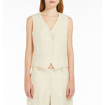 Pacche Linen Canvas Waistcoat in Sand