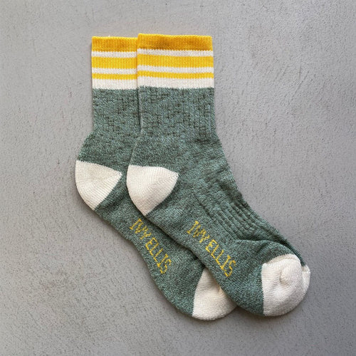 IVY ELLIS Ladies Sango 1/4 Slubbed Socks in Khaki/Yellow
