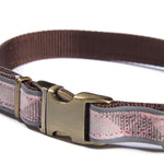 Reflective Tartan Dog Collar in Taupe/Pink Tartan