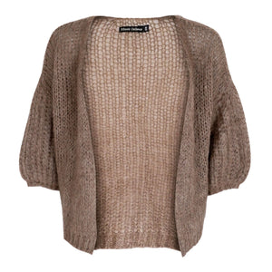 Casey Puff Sleeve Cardigan in Taupe