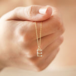 R Initial Crystal Constellation Necklace in Gold