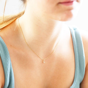 Tiny Pearl S Initial Charm Necklace in Gold